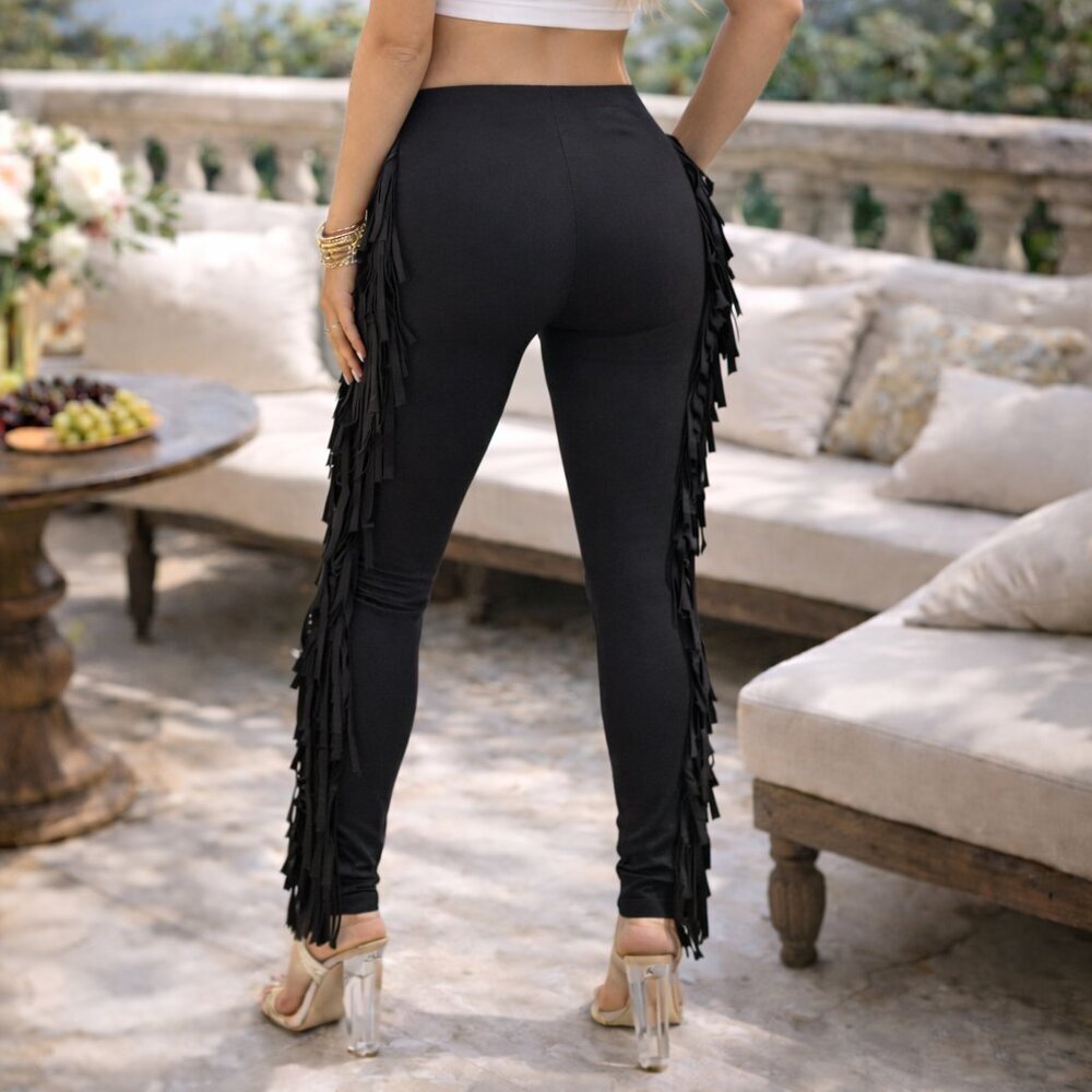 Loverly Fit Black With Cream Lace up And Primitive Fringe Style Pant Size 1X - Picture 3 of 6